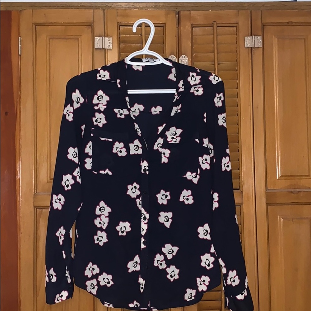 Express Floral Print Button Up